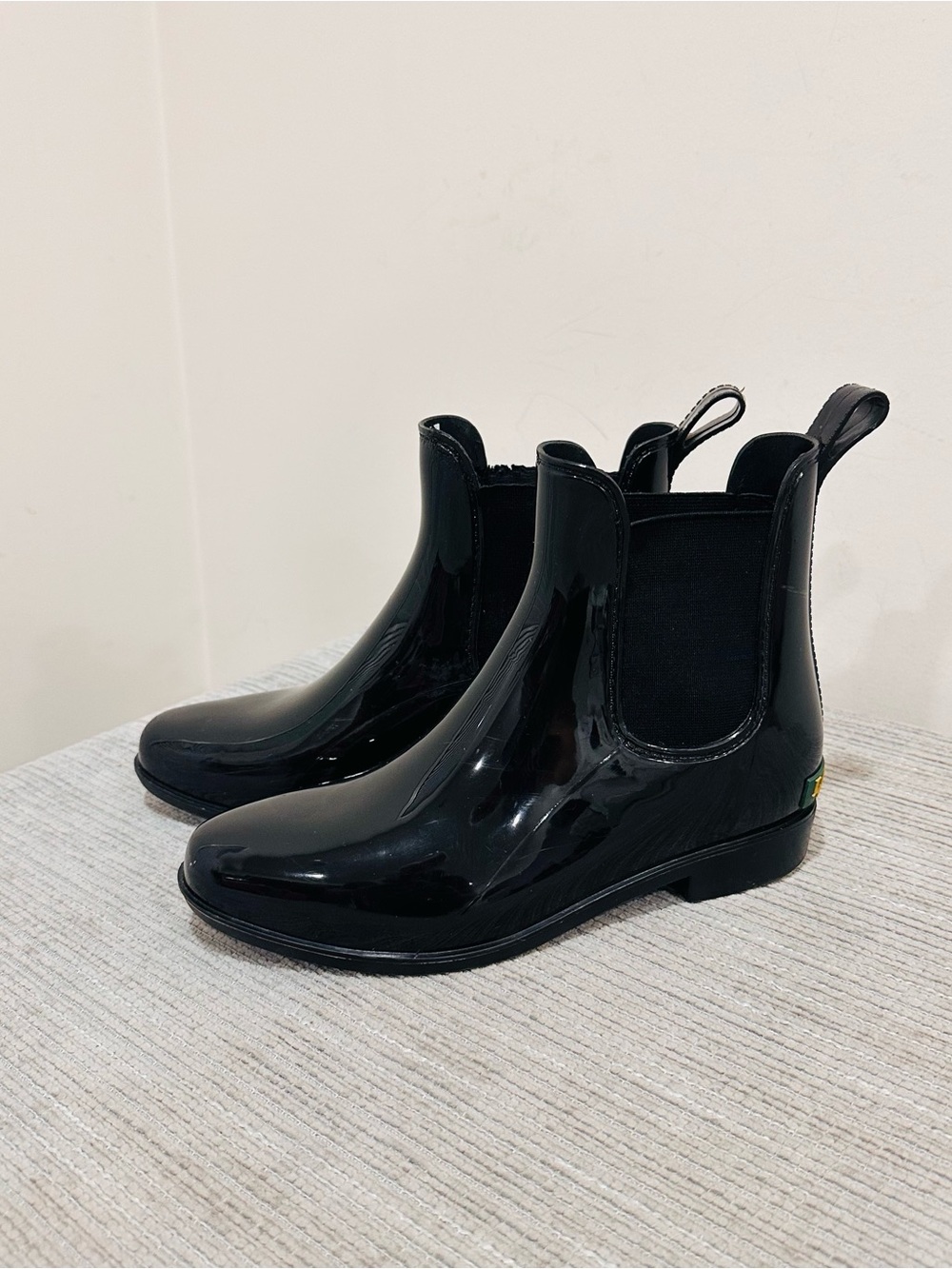 Lauren Ralph Lauren Women's Sz 7 Rain Boots Black Ankle Waterproof Tally